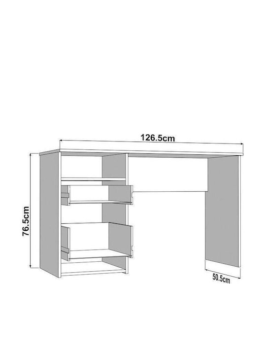 Birou Din Lemn Alb 127x51x77cm