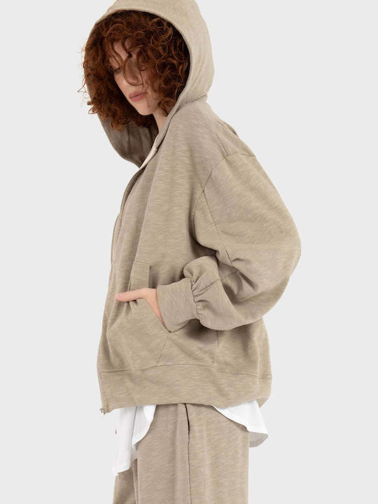 Damen Sweatshirt mit Kapuze Beige