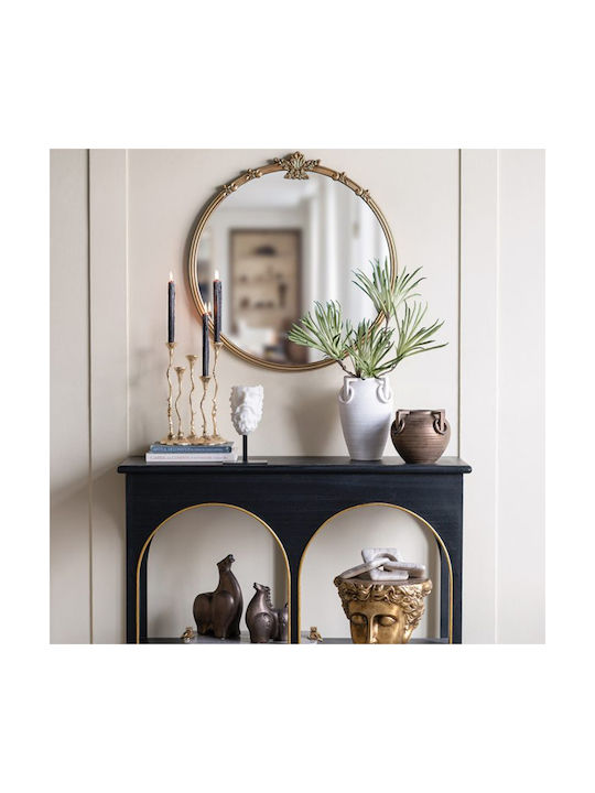 Artekko Wall Mirror With Gold Wooden Frame Diameter 76cm