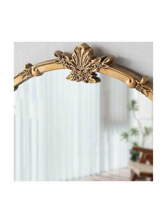 Artekko Wall Mirror With Gold Wooden Frame Diameter 76cm