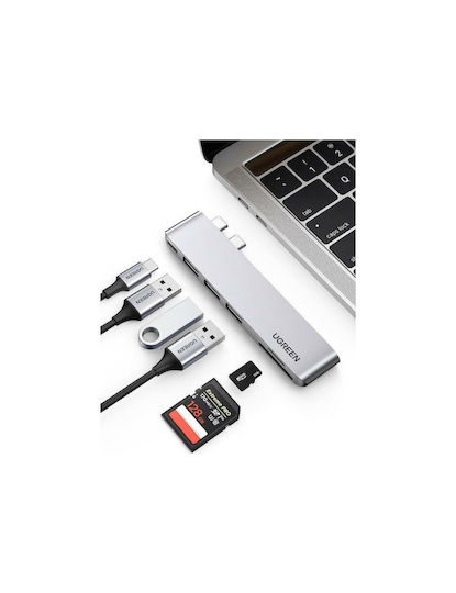 Ugreen CM251 Docking Station με Διπλό USB-C HDMI 4K PD και σύνδεση 2 Οθονών Ασημί
