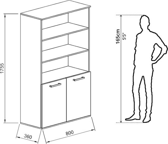 Dulap De Depozitare Pentru Birou Din Lemn Stejar 80x36x175.5cm