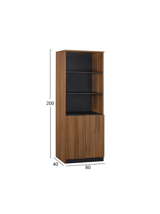 Ξύλινη Ντουλάπα Γραφείου Supreme Καρυδί 80x40x200cm