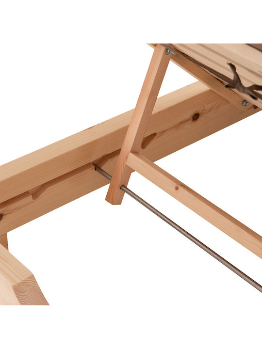 Wooden Deckchair with Brown Pillow 204x79x77cm