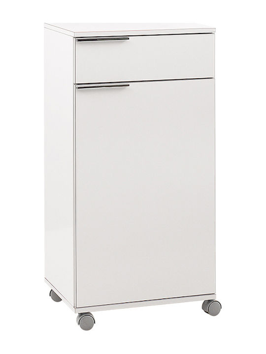 Diamond Office Storage Chipboard Cabinet With Wheels & Drawers Λευκό L50xW40xH100cm