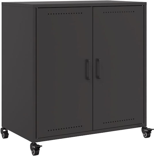 Cabinet de Birou Metalic Cu roți în Culoare Neagră, 68x39x72cm