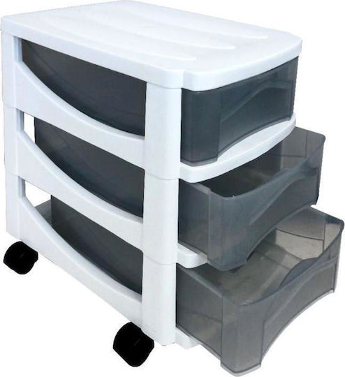 Plastic Office Drawer with Wheels White 30x40x40cm