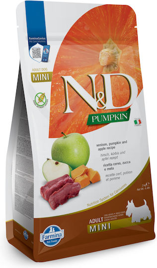 Farmina N&D Pumpkin Adult Mini 2kg Dry Food Grain-Free for Adult Small Breed Dogs with Pumpkin and Deer