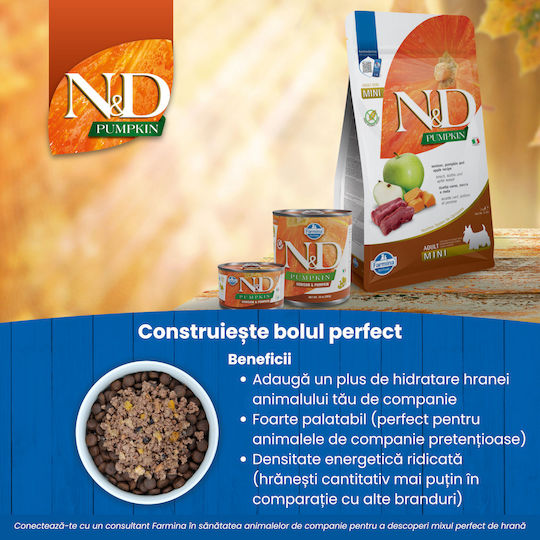 Farmina N&D Pumpkin Adult Mini 2kg Dry Food Grain-Free for Adult Small Breed Dogs with Pumpkin and Deer