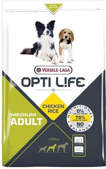 Versele Laga Opti Life Adult Medium 12.5kg Ξηρά Τροφή χωρίς Σιτηρά & Γλουτένη για Ενήλικους Σκύλους Μεσαίων Φυλών με Κοτόπουλο και Ρύζι