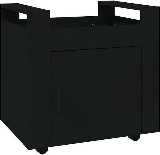 Cabinet de Birou cu roți în Culoare Neagră, 60x45x60cm