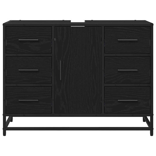 vidaXL Waschtisch mit Waschbecken L80xB33xH60cm Black Oak