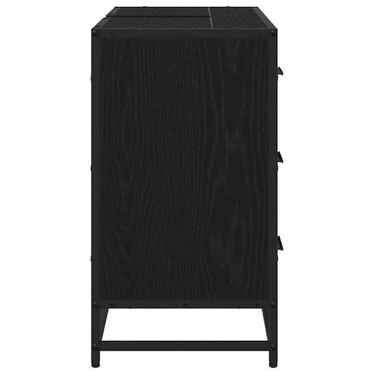 vidaXL Waschtisch mit Waschbecken L80xB33xH60cm Black Oak