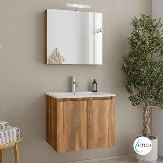 Drop Verona Waschtisch mit Waschbecken mit Licht Amber Baroque Oak