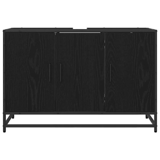vidaXL Waschtisch mit Waschbecken L90xB33xH60cm Black Oak