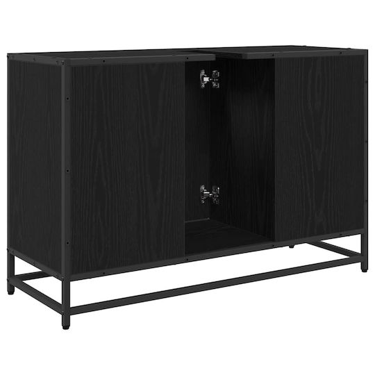 vidaXL Waschtisch mit Waschbecken L90xB33xH60cm Black Oak