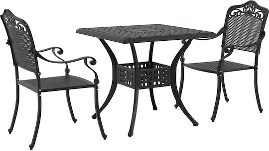 Garden & Outdoor Furniture Set for Small Balconies 3 Pieces Black