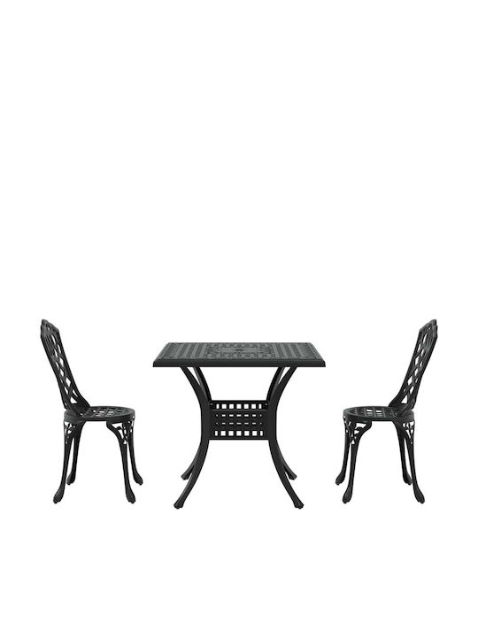 Dining Room Set for Small Outdoor Spaces 3 Pieces Black