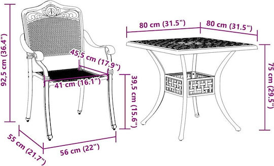 Garden & Outdoor Furniture Set for Small Balconies 3 Pieces Black