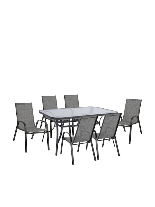 Garten- und Outdoor-Möbelsets 7 Stück Grau