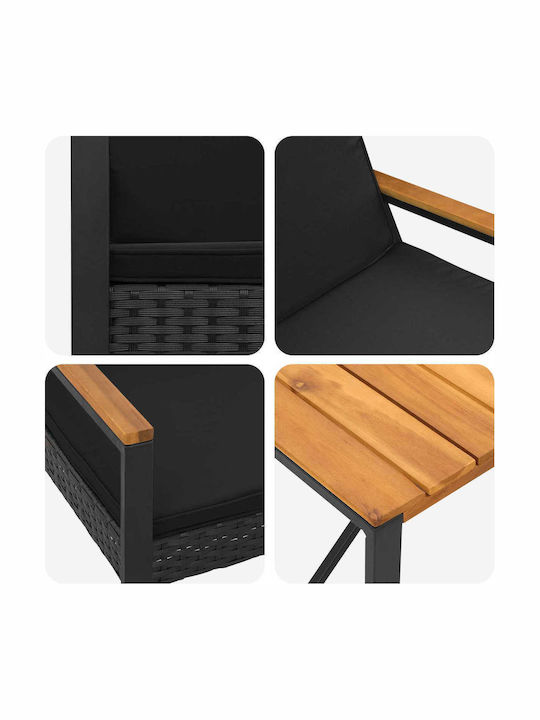 Garten- und Outdoor-Möbelsets 4 Stück Schwarz mit Kissen