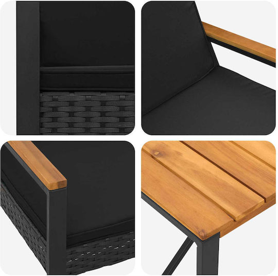 Garten- und Outdoor-Möbelsets 4 Stück Schwarz mit Kissen