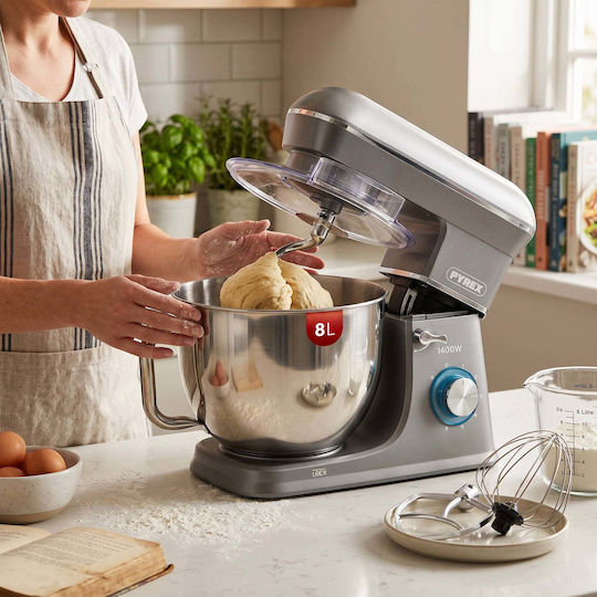 Pyrex Stand Mixer 1400W with Stainless Mixing Bowl 8lt