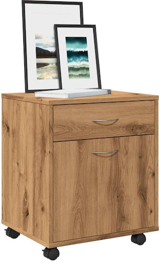 Büroaufbewahrungsschrank aus Holz mit Rollen Eiche 45x38x54cm