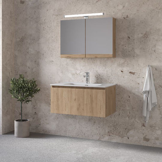 Furnibath Waschtisch mit Waschbecken L61xB35xH46cm Walnut