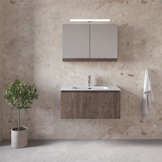 Furnibath Шкаф със Мивка & Огледало Д61xШ35xВ46см Сив