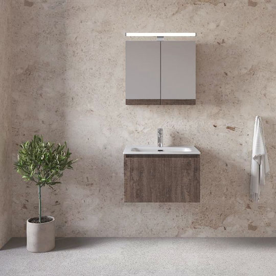 Furnibath Πάγκος με Νιπτήρα & Καθρέπτη Μ81xΒ35xΥ46cm Grey