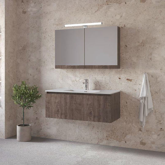 Furnibath Πάγκος με Νιπτήρα & Καθρέπτη Μ81xΒ35xΥ46cm Grey