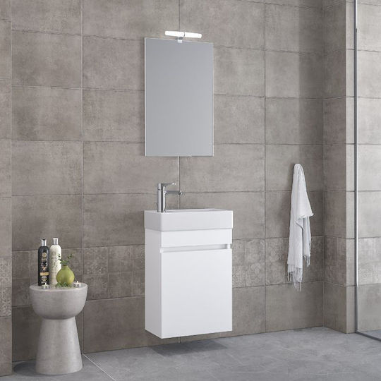 Furnibath Blat cu Lavoar & Oglindă L45xW60xH26cm White Laca