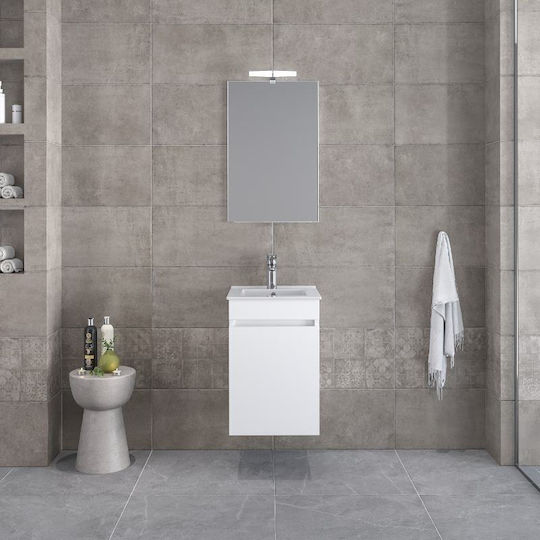 Furnibath Blat cu Lavoar & Oglindă L41xW60xH41cm White Laca