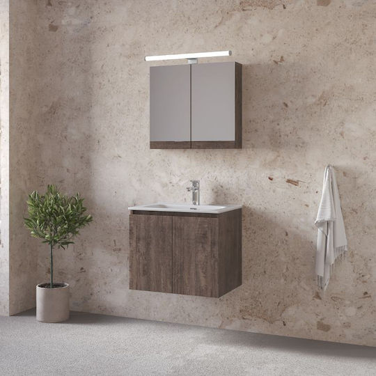 Έπιπλο Royal Madrid 100 Grey 101x46x50cm Βάση Νιπτήρας Καθρέπτης Ντουλάπι