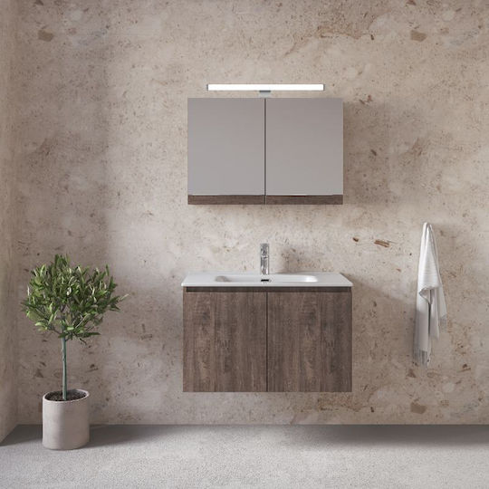 Έπιπλο Royal Madrid 100 Grey 101x46x50cm Βάση Νιπτήρας Καθρέπτης Ντουλάπι