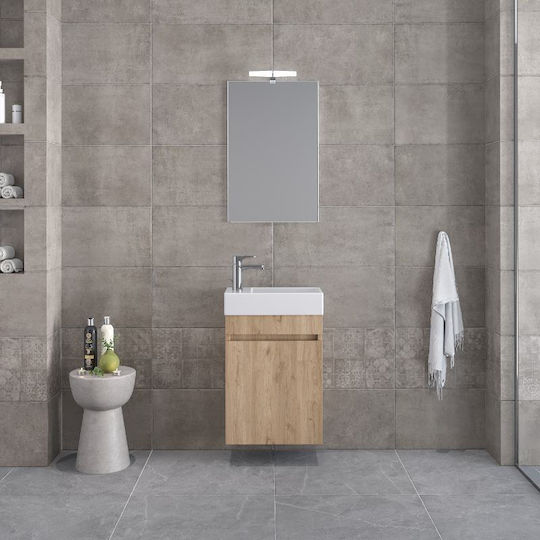 Furnibath Πάγκος με Νιπτήρα & Καθρέπτη Μ45xΒ60xΥ26cm Grey
