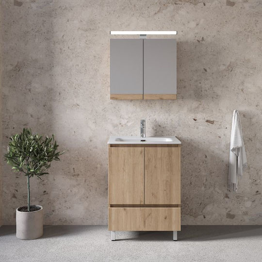 Furnibath Waschtisch mit Waschbecken L101xB72xH46cm Walnut