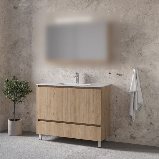 Furnibath Πάγκος με Νιπτήρα Μ101xΒ72xΥ46cm Walnut