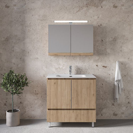 Furnibath Waschtisch mit Waschbecken L101xB72xH46cm Walnut