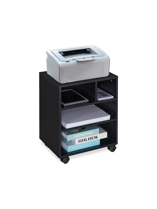 Cabinet de Birou Plastic cu roți în Culoare Neagră, 49x40x30cm