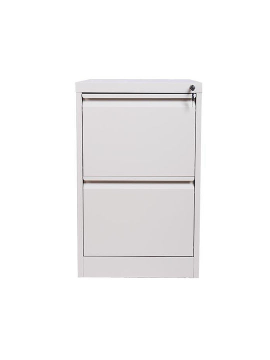 Office Storage Metal Drawer with Lock & 2 Drawers White L73.1xW46xH62cm