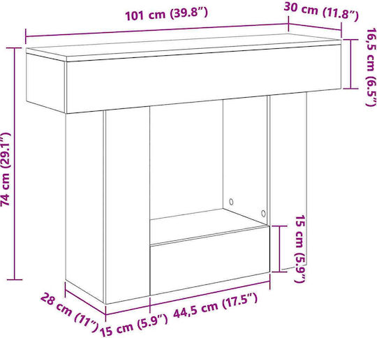 Wooden Console Gray M101xW30xH74cm