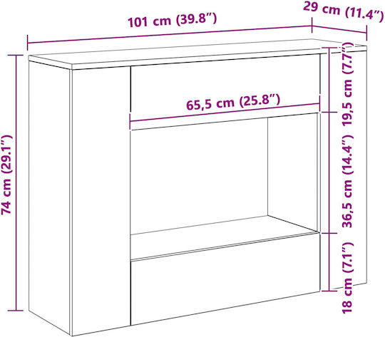 Consolă Din Lemn Neagră M101xL29xÎ74cm