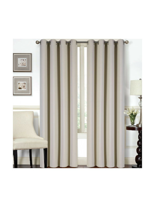 Import Hellas Blackout Curtain with Grommets Ecru-Beige 140x270cm