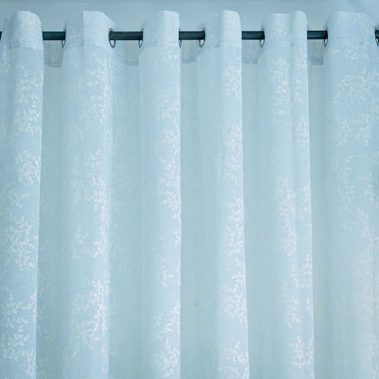My Home Luxury Curtain with Pencil Pleat Light Blue 280x270cm