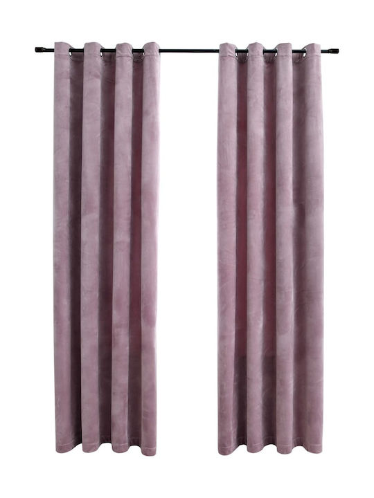 vidaXL vidaXL Set of Curtains with Grommets Pink Vintage Velvet 140x245cm