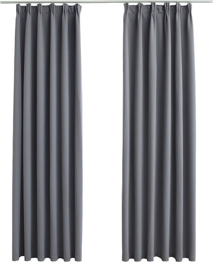 vidaXL Κουρτίνες Συσκότισης με Τρέσα Γκρι 140x225εκ. vidaXL Κουρτίνες Συσκότισης με Τρέσα Γκρι 140x225εκ.