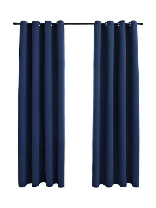 vidaXL Set of Blackout Curtains with Grommets Blue 140x175cm