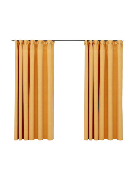 vidaXL Set of Blackout Curtains with Pencil Pleat Yellow 140x175cm